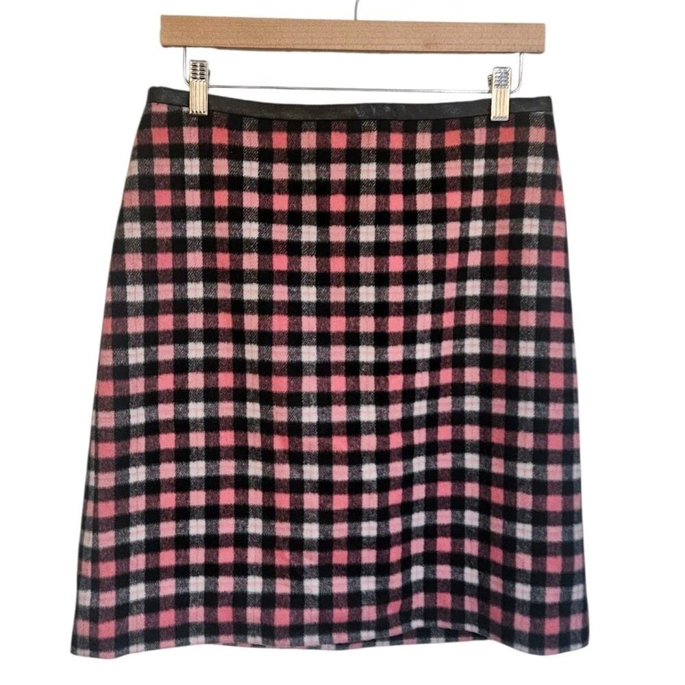 Talbots Pink Black Plaid Wool Blend Career Size 8